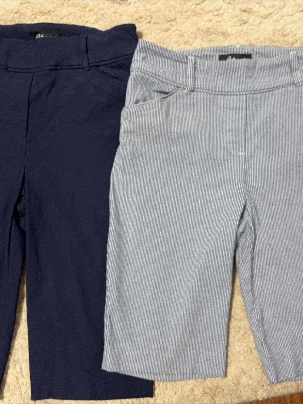 Women’s Stretch Bermuda Shorts - Navy & Light Blue Pinstripe